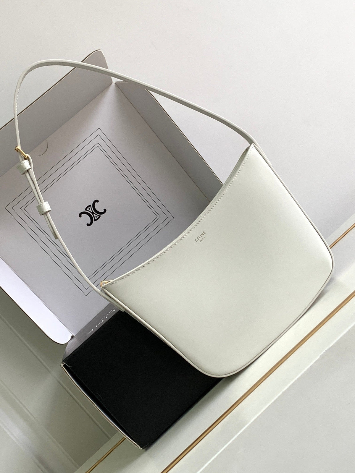Celine Croque 18 Glossy Calfskin White Bag