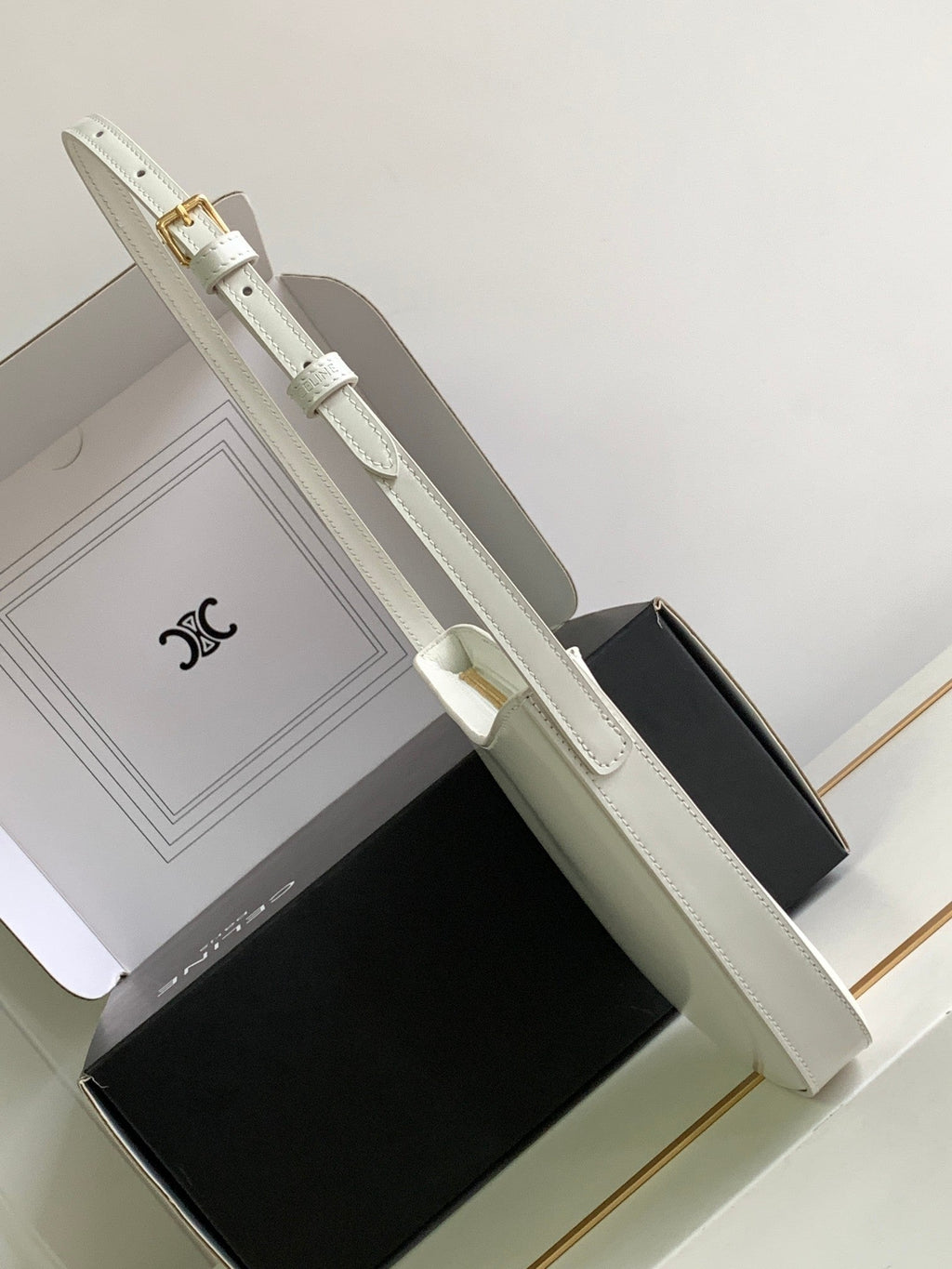 Celine Croque 18 Glossy Calfskin White Bag