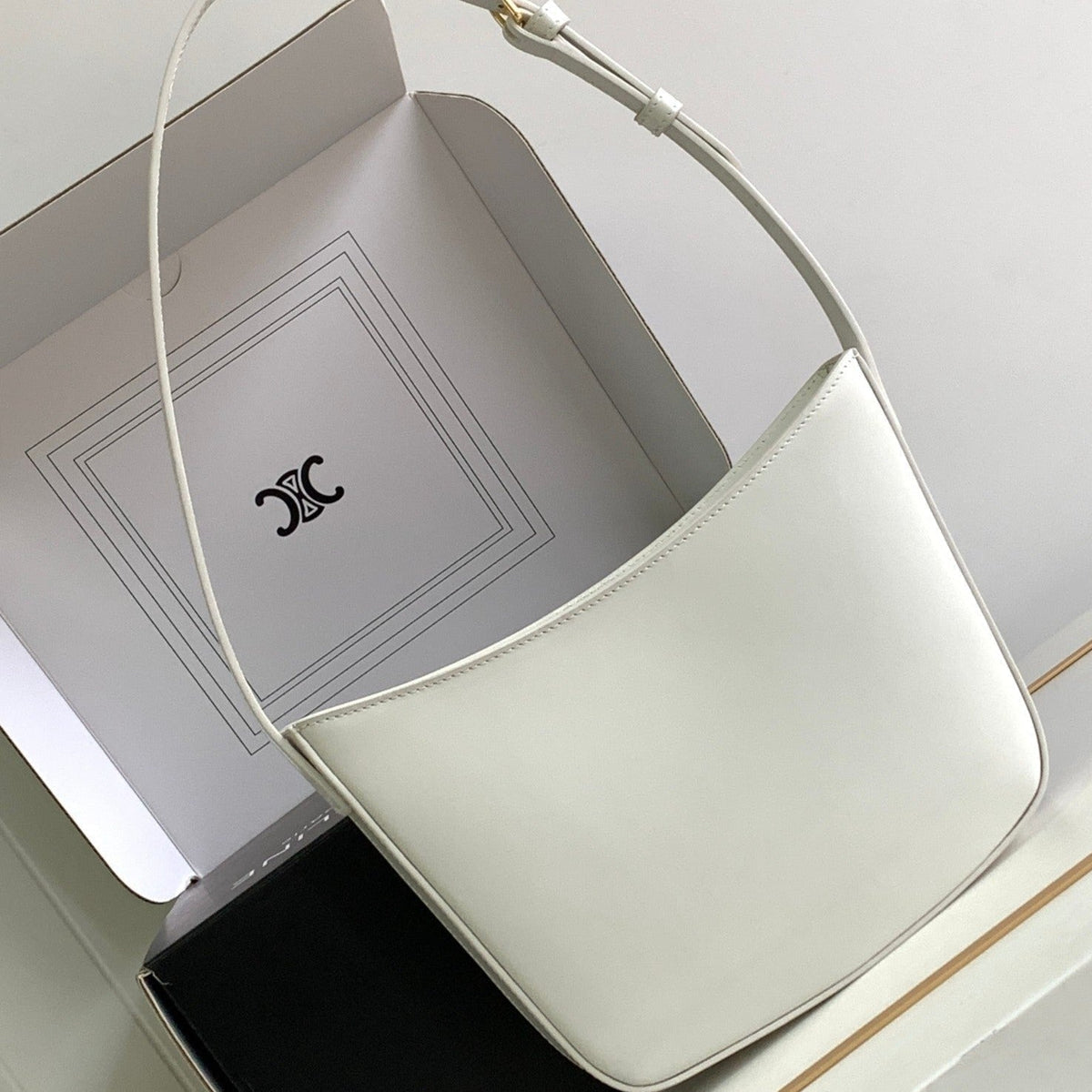 Celine Croque 18 Glossy Calfskin White Bag