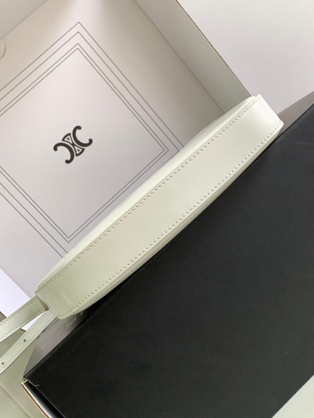 Celine Croque 18 Glossy Calfskin White Bag