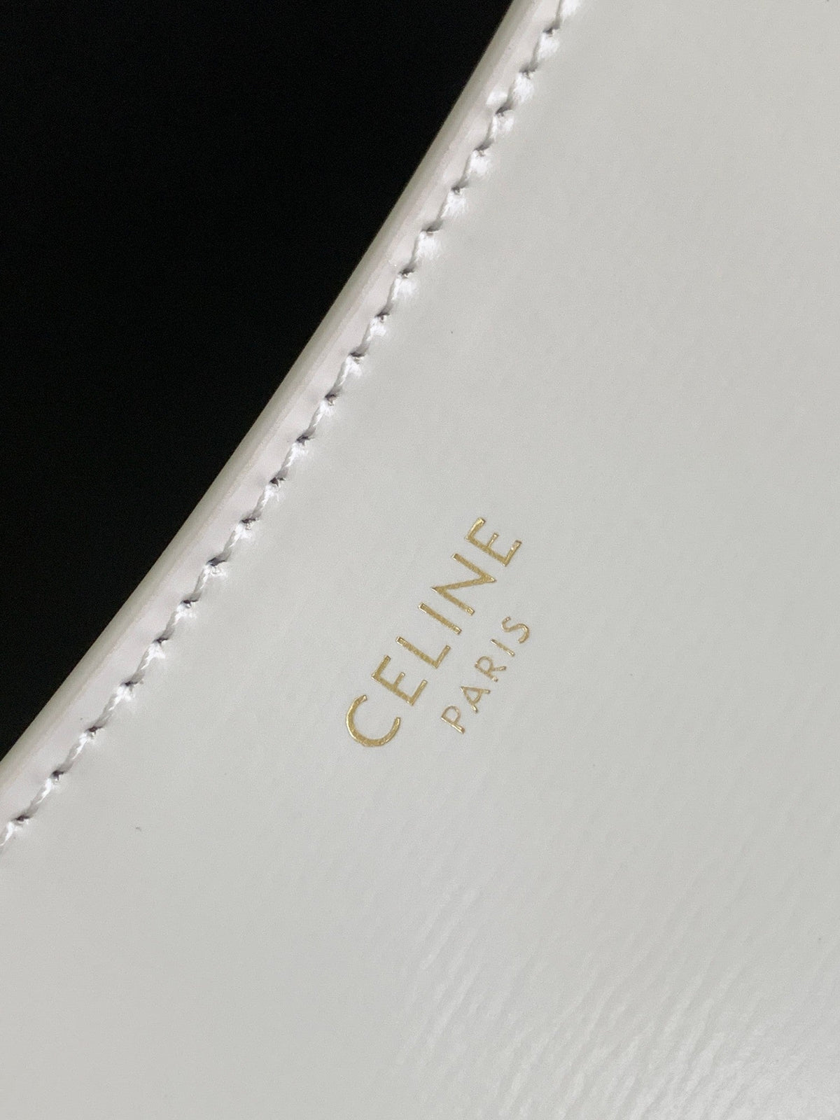 Celine Croque 18 Glossy Calfskin White Bag