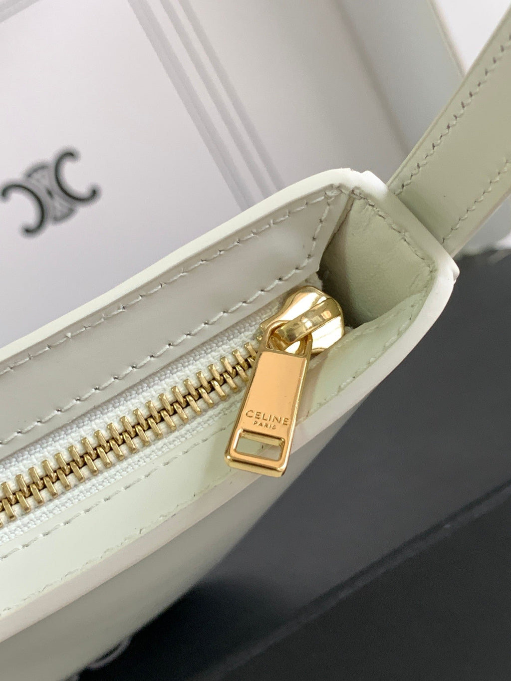 Celine Croque 18 Glossy Calfskin White Bag
