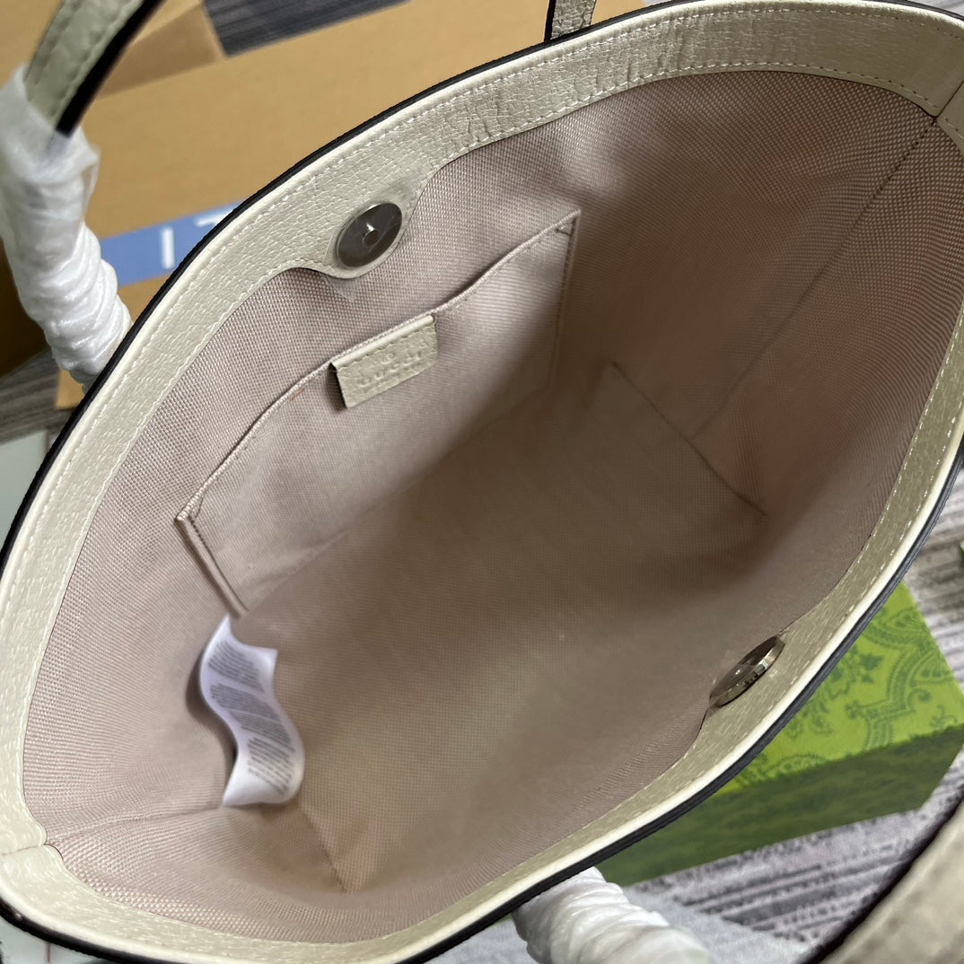 Gucci Small 21 Animal Printed Tote in Beige Canvas