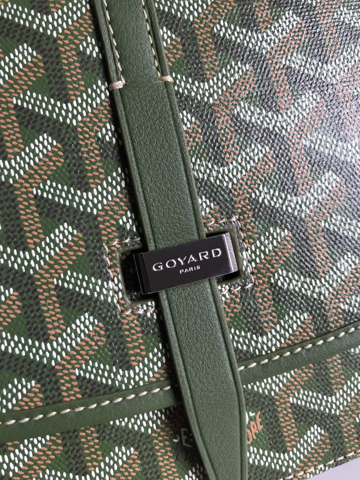 Goyard Belvedere MM Bag 21 in Green Goyardine Canvas and Calfskin