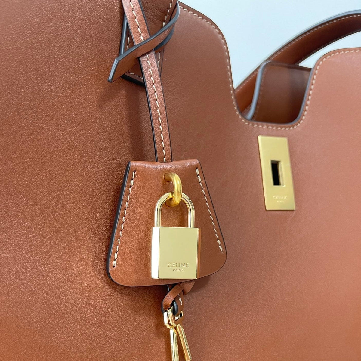 Celine Cabas Triomphe 37 Cinnamon Brown in Smooth Calfskin Bag