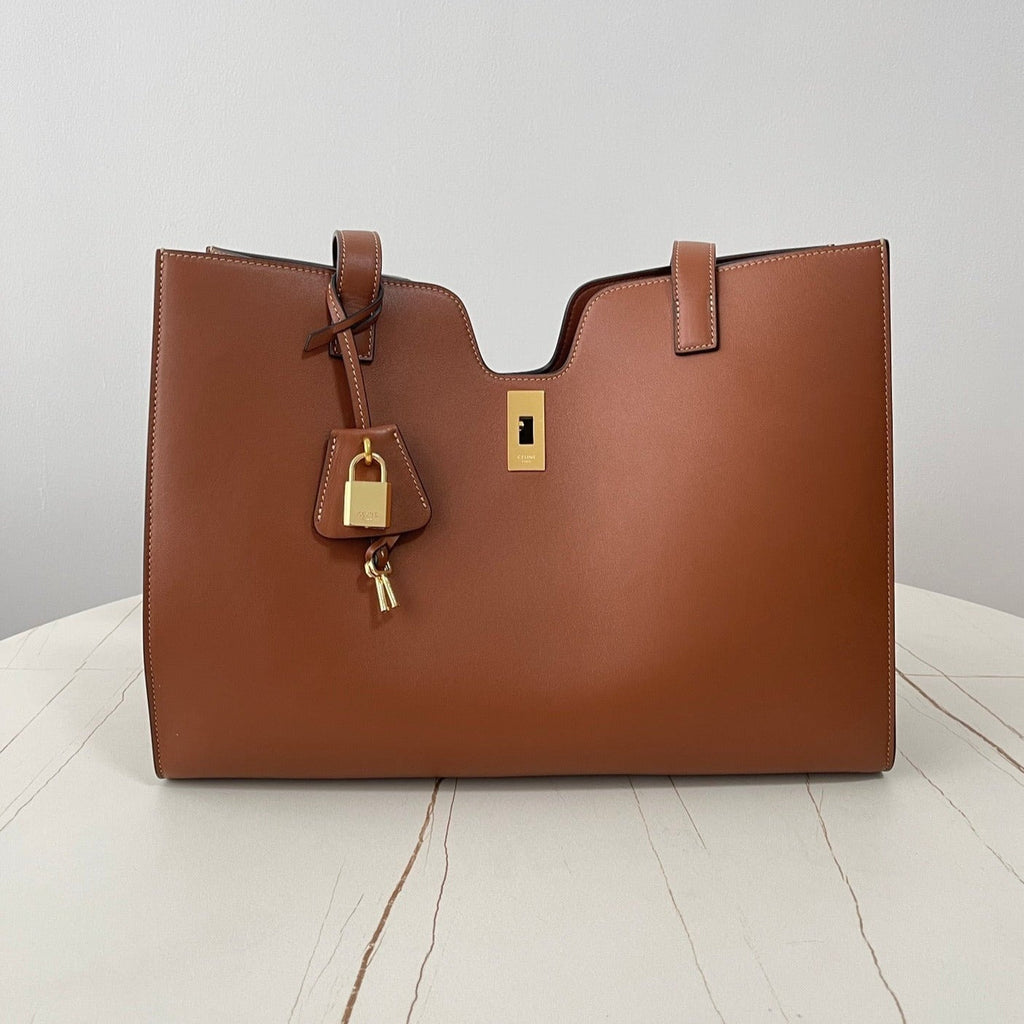 Celine Cabas Triomphe 37 Cinnamon Brown in Smooth Calfskin Bag