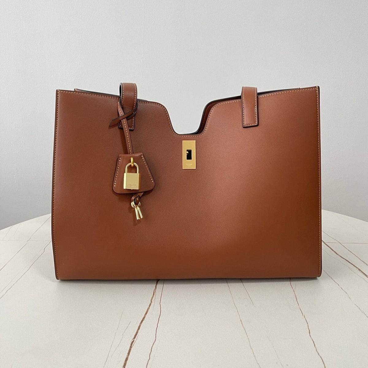 Celine Cabas Triomphe 37 Cinnamon Brown in Smooth Calfskin Bag