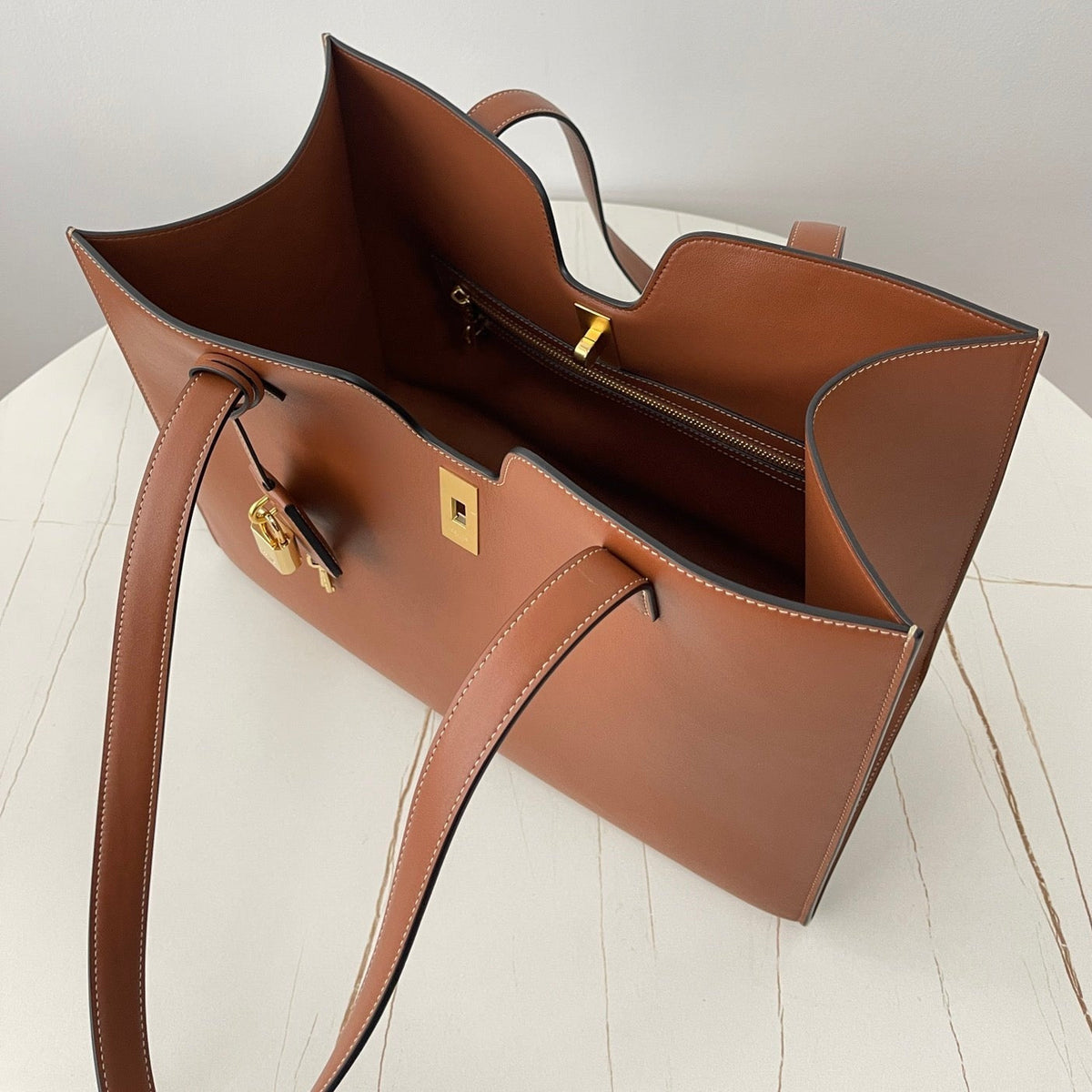 Celine Cabas Triomphe 37 Cinnamon Brown in Smooth Calfskin Bag