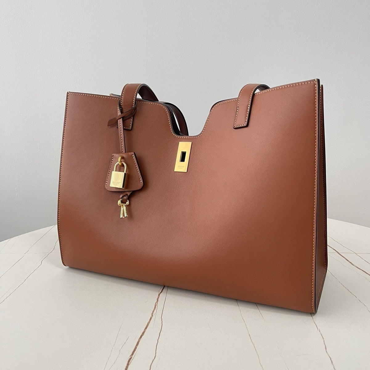 Celine Cabas Triomphe 37 Cinnamon Brown in Smooth Calfskin Bag