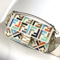 Fend Baguette White and Multicolour Canvas Bag 27 with Ff Embroidery Ghw
