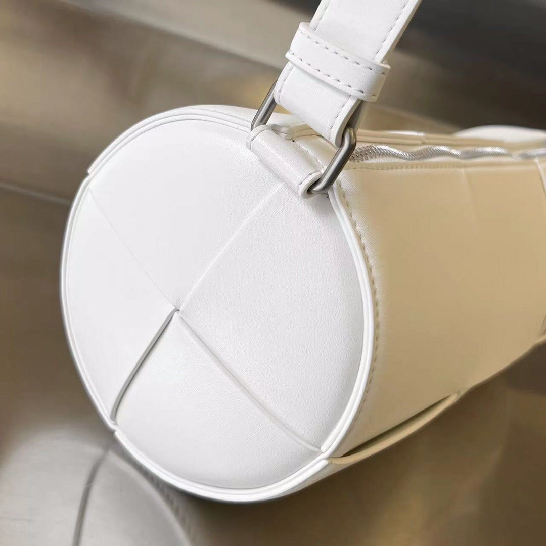 Bottega Veneta Cylinder Cassette 30 in White Calfskin Bag