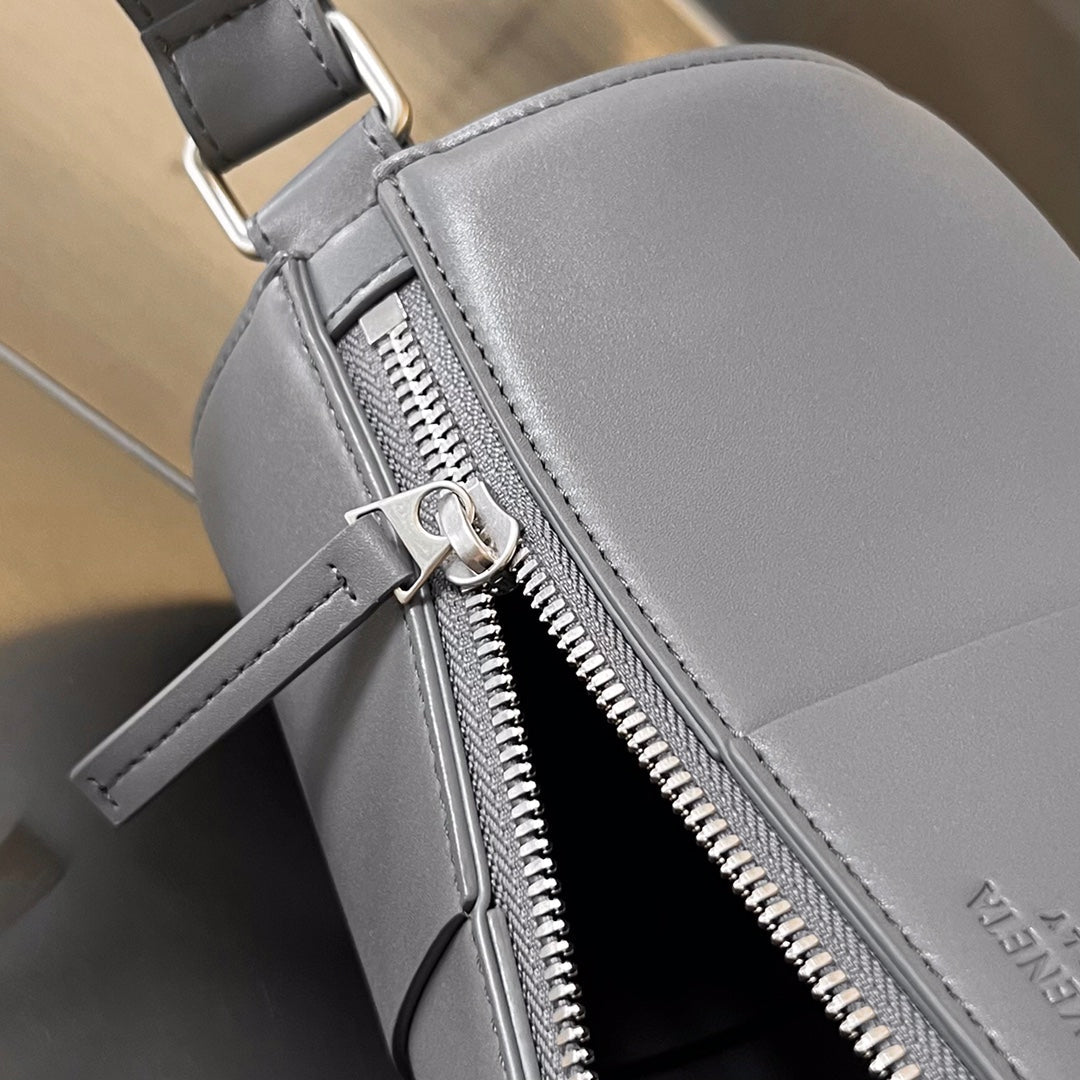 Bottega Veneta Cylinder Cassette 30 in Lava Gray Calfskin Bag