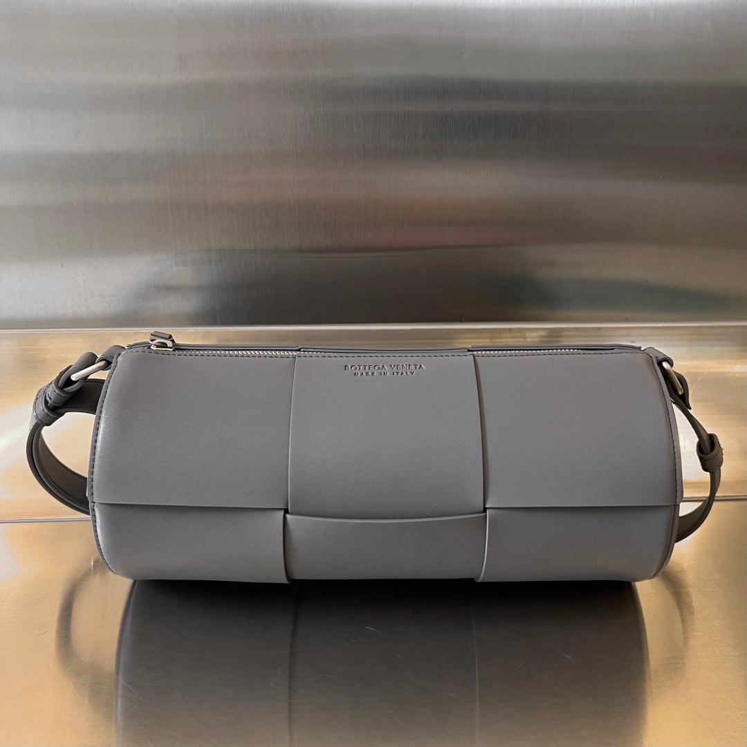 Bottega Veneta Cylinder Cassette 30 in Lava Gray Calfskin Bag