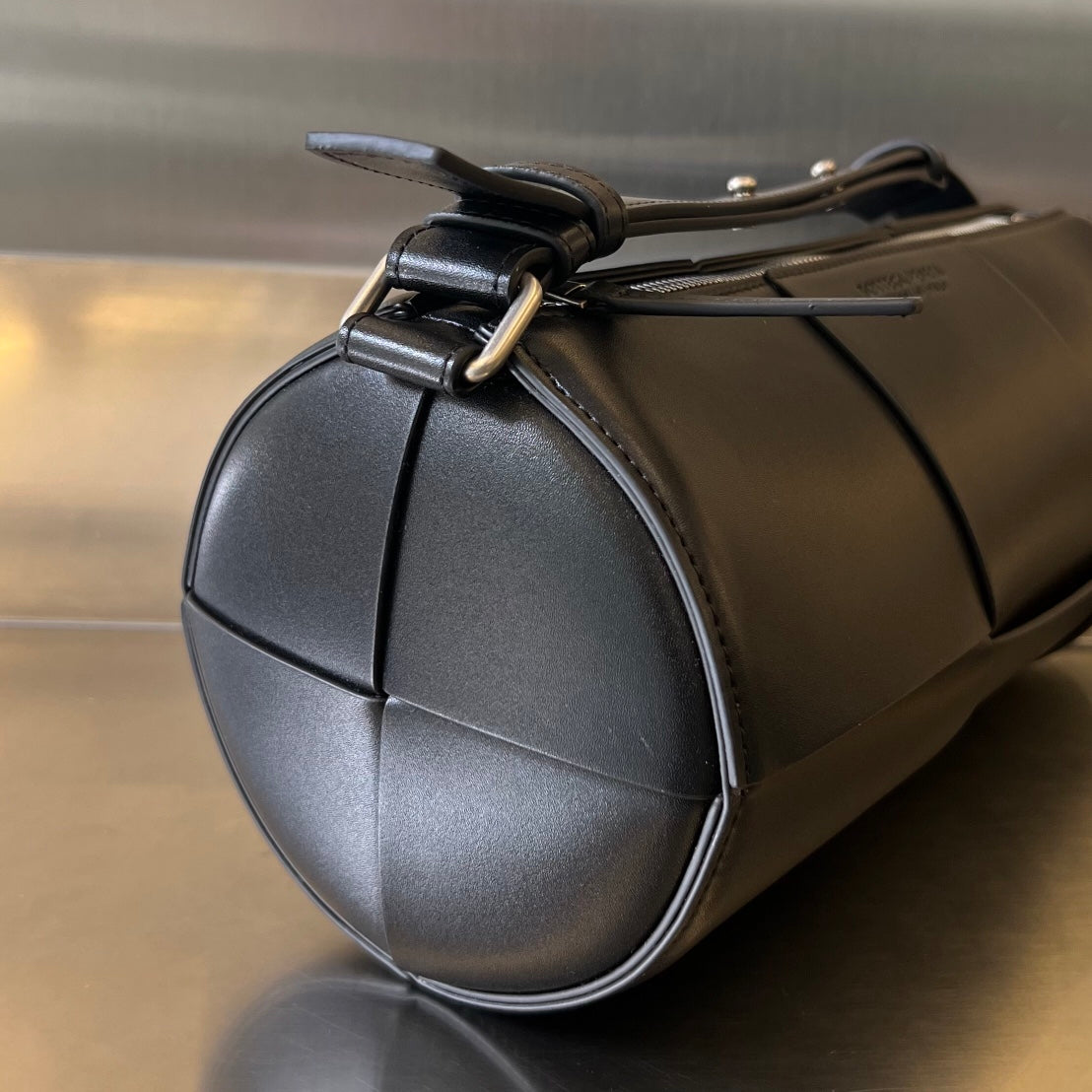 Bottega Veneta Cylinder Cassette 30 in Black Calfskin Bag