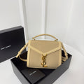 Saint Laurent Cassandra 20 Beicream Cotton Linen and Calfskin Bag