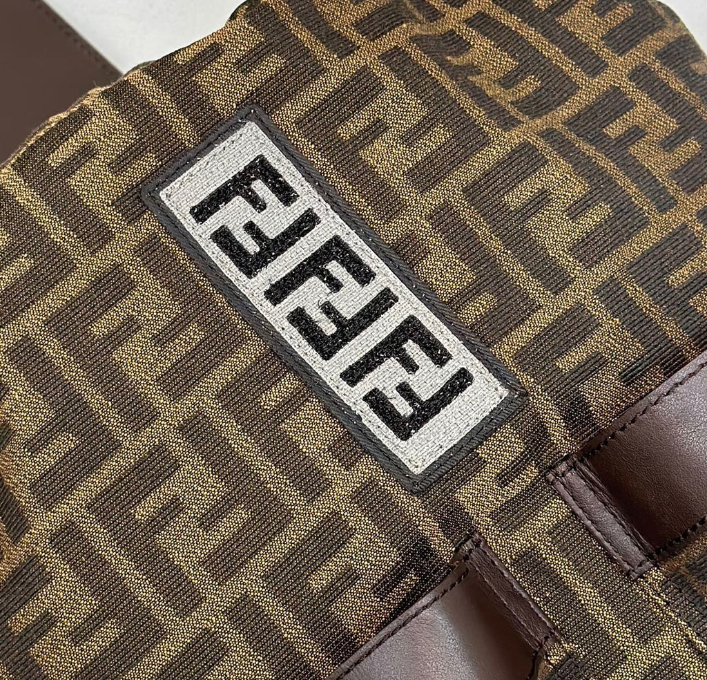 Fendi Strike 41 Medium Ff Mocha Brown Jacquard Fabric Backpack