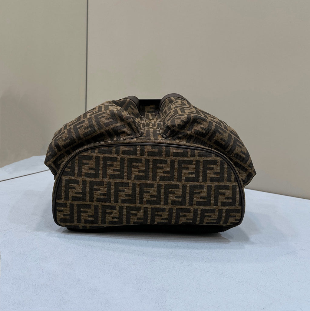 Fendi Strike 41 Medium Ff Mocha Brown Jacquard Fabric Backpack