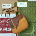 Gucci Equestrian Style Shoulder Bag 21 in Brown Calfskin Gold Hardware