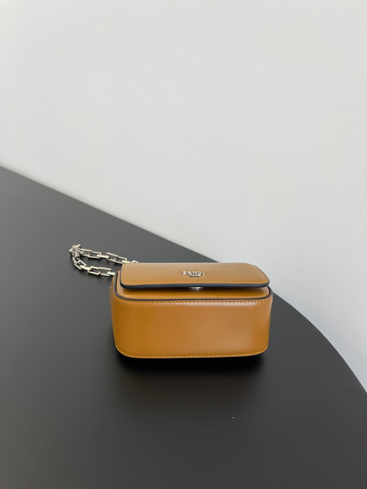 Fendi Mini First Sight 13 Bag in Copper Brown Calfskin with Silver Hardware