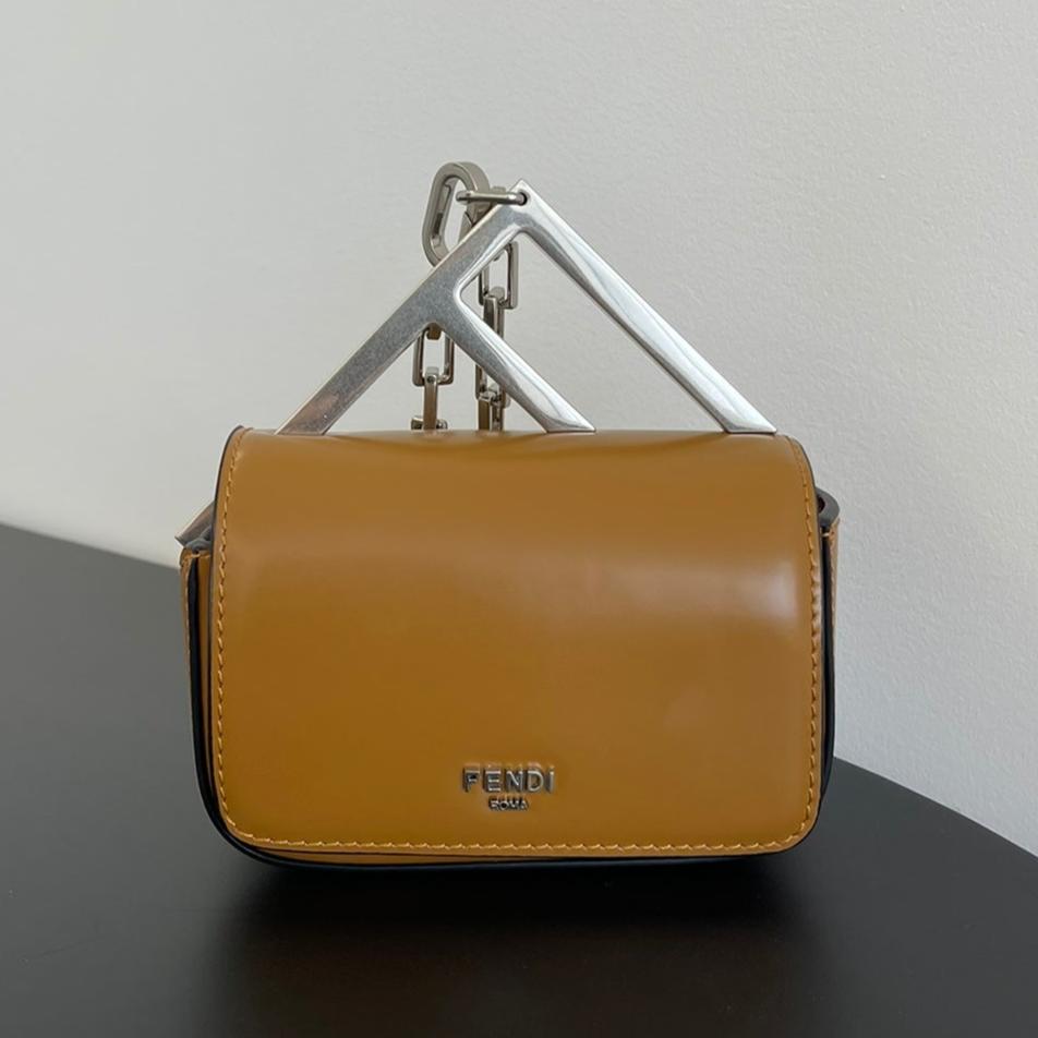 Fendi Mini First Sight 13 Bag in Copper Brown Calfskin with Silver Hardware