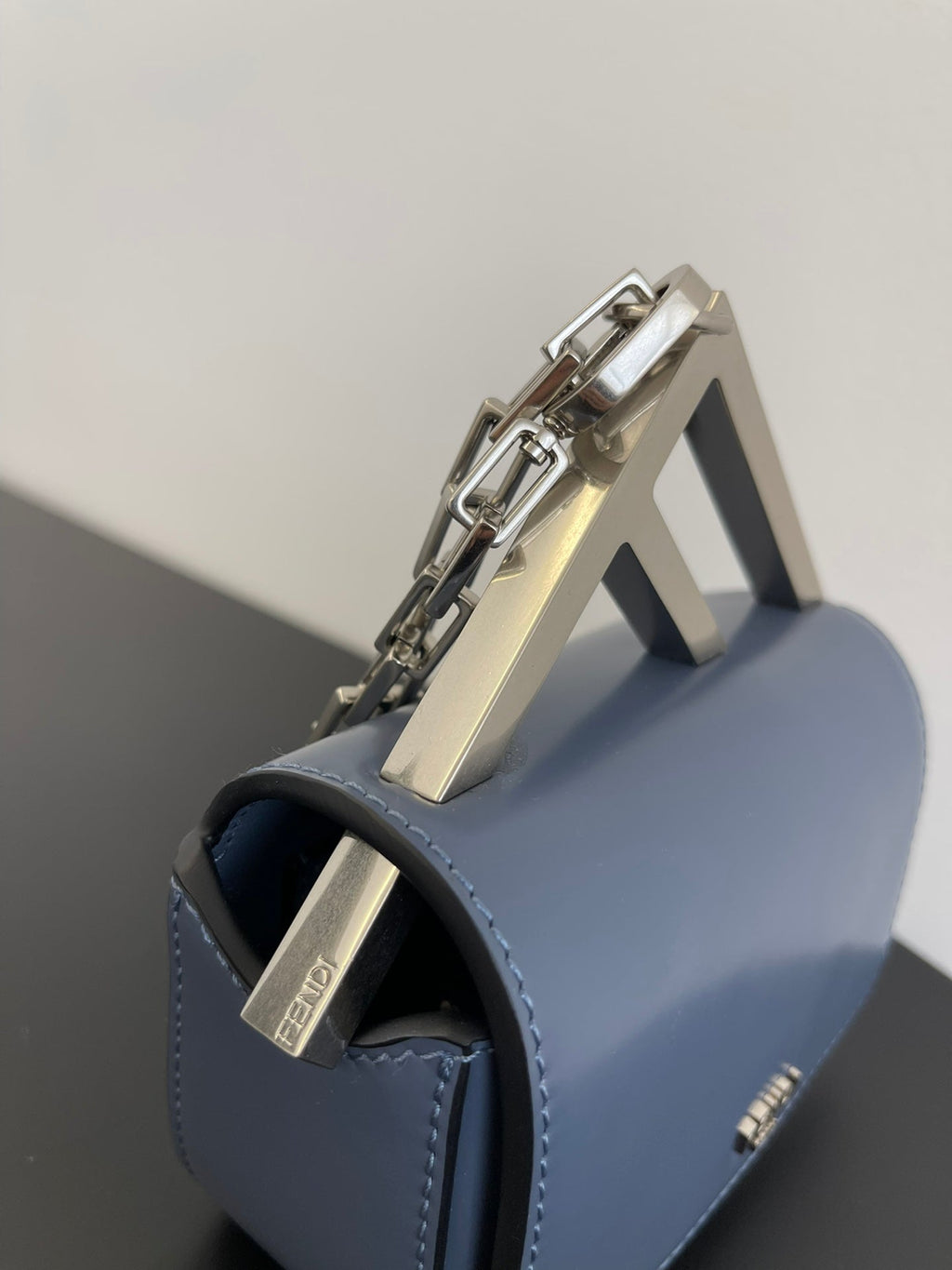 Fendi Mini First Sight 13 Bag in Pigeon Blue Calfskin with Silver Hardware