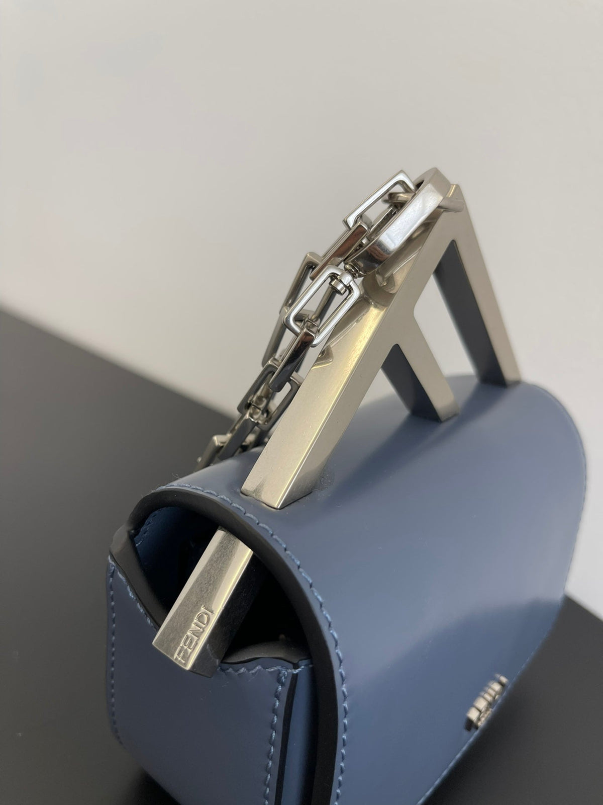 Fendi Mini First Sight 13 Bag in Pigeon Blue Calfskin with Silver Hardware