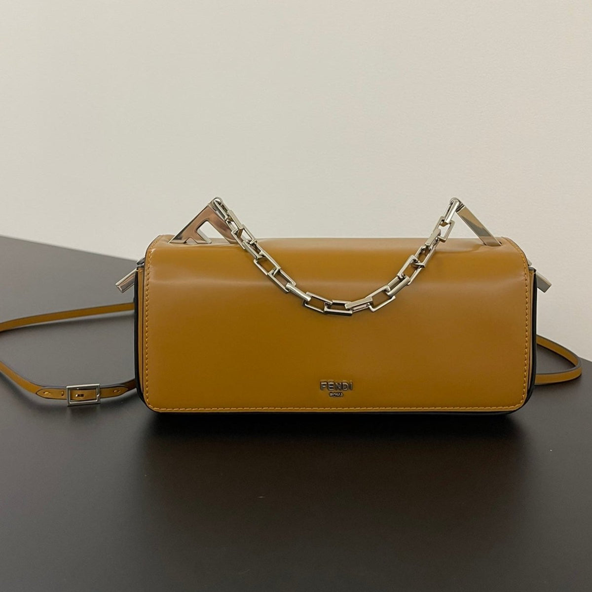 Fendi Mini First Sight 23 Bag in Copper Brown Calfskin with Silver Hardware