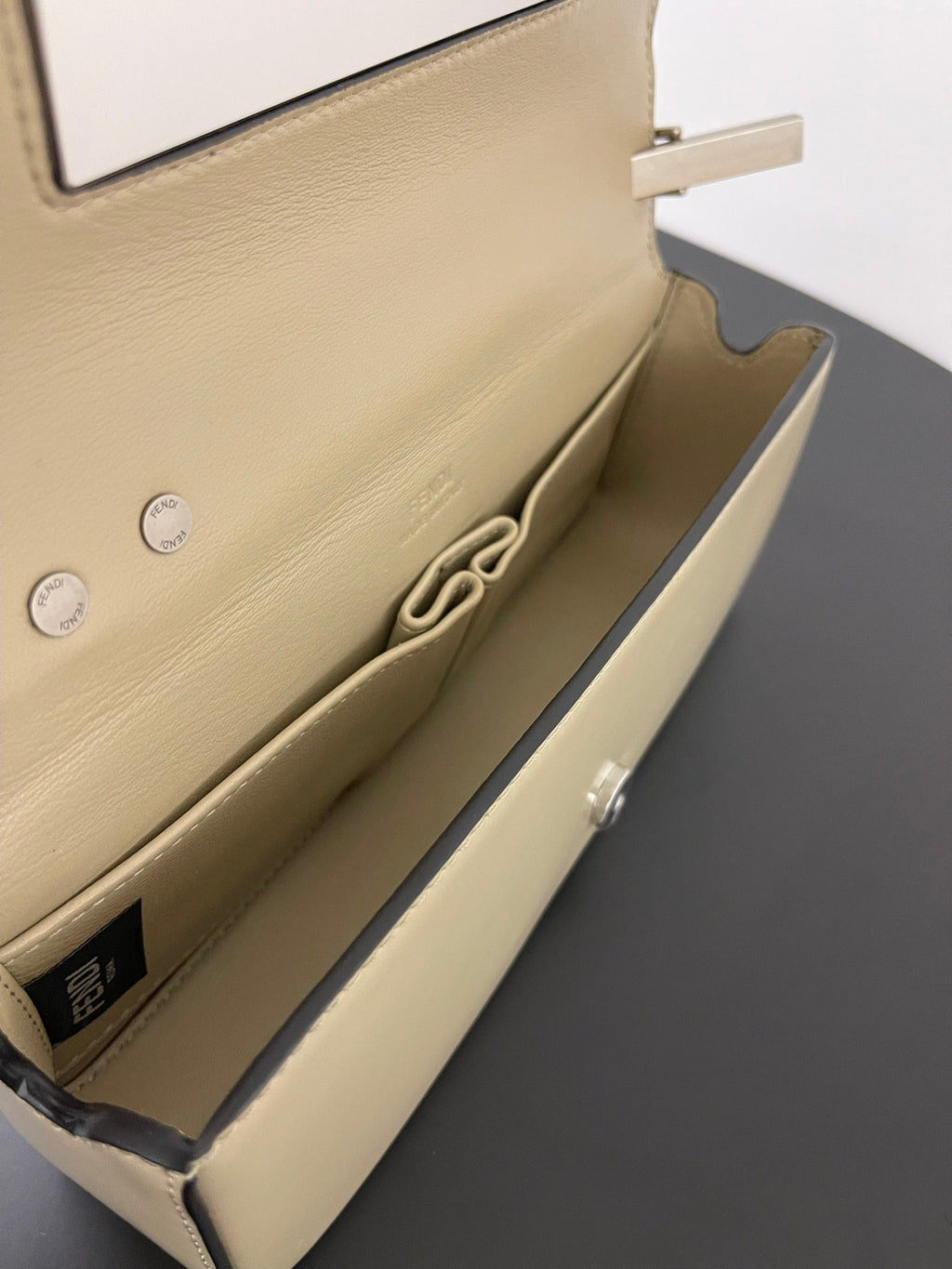 Fendi Mini First Sight 23 Bag in Ecru Brown Calfskin with Silver Hardware