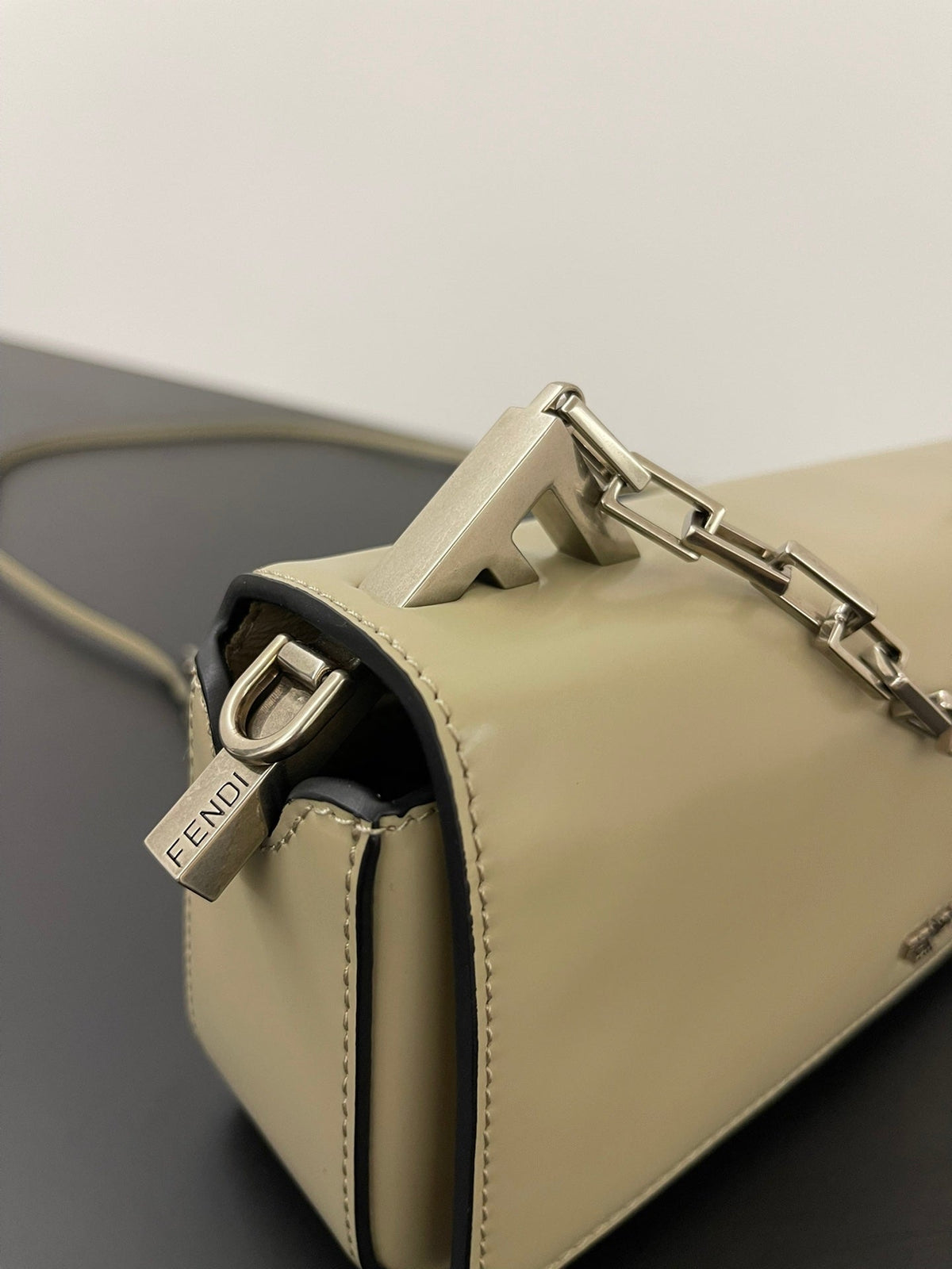 Fendi Mini First Sight 23 Bag in Ecru Brown Calfskin with Silver Hardware
