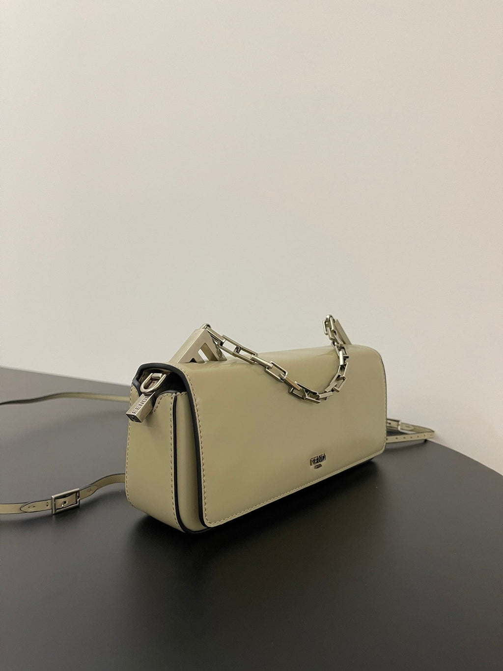 Fendi Mini First Sight 23 Bag in Ecru Brown Calfskin with Silver Hardware