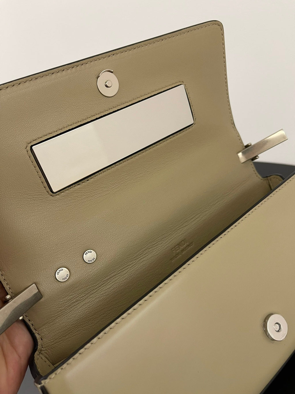 Fendi Mini First Sight 23 Bag in Ecru Brown Calfskin with Silver Hardware