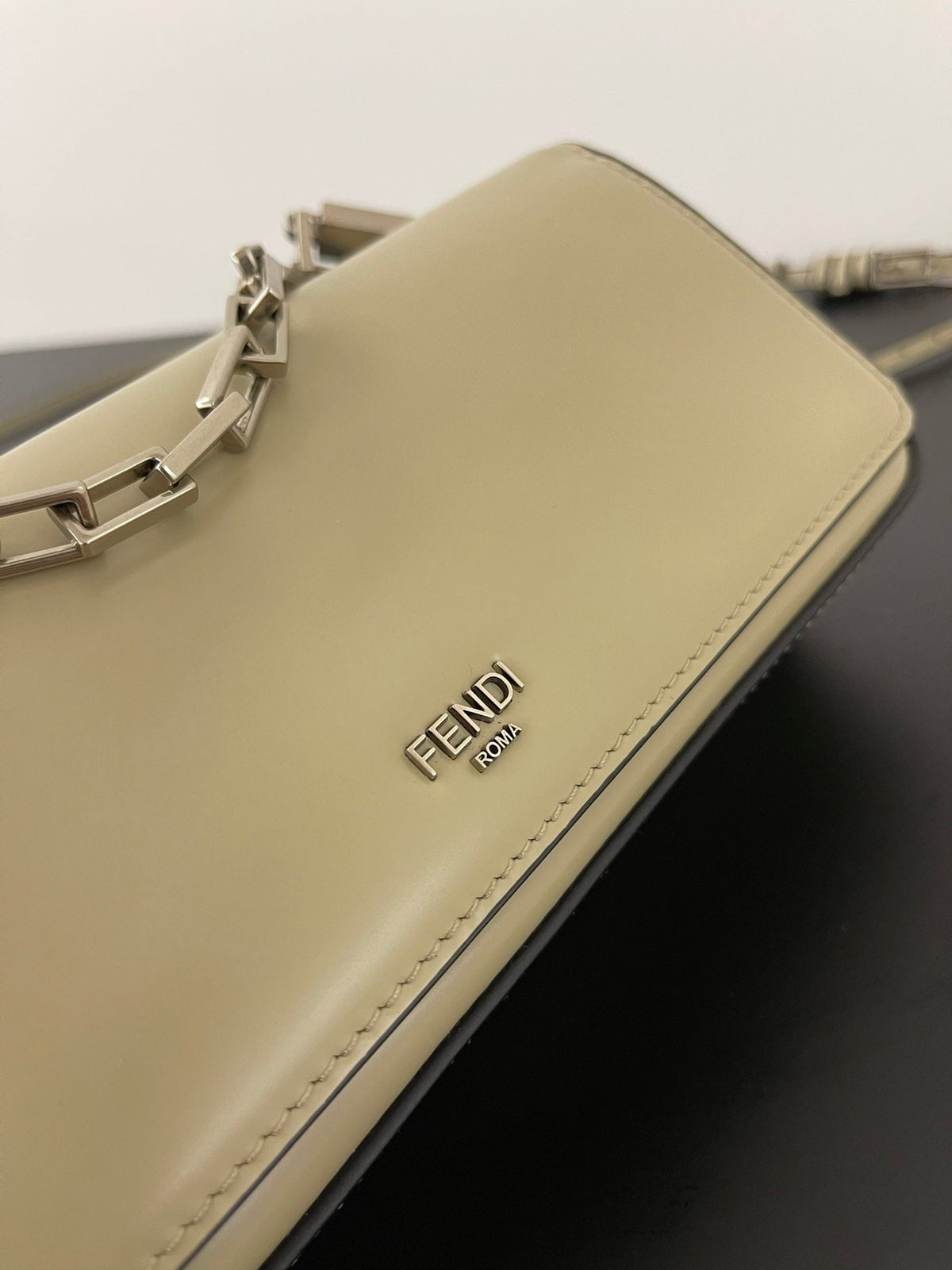 Fendi Mini First Sight 23 Bag in Ecru Brown Calfskin with Silver Hardware
