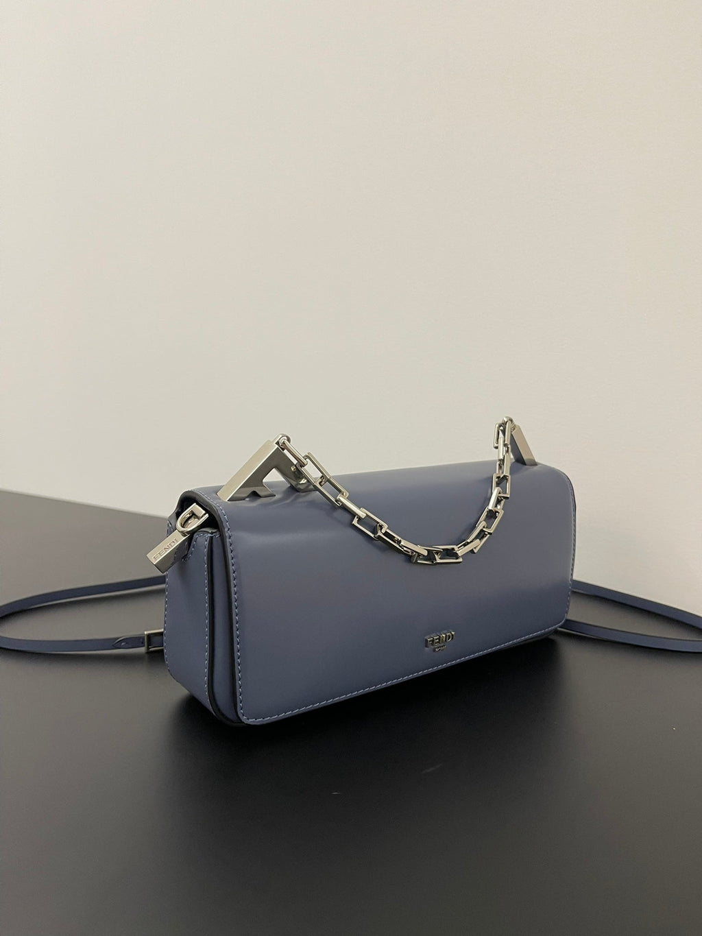 Fendi Mini First Sight 23 Bag in Indigo Blue Calfskin with Silver Hardware