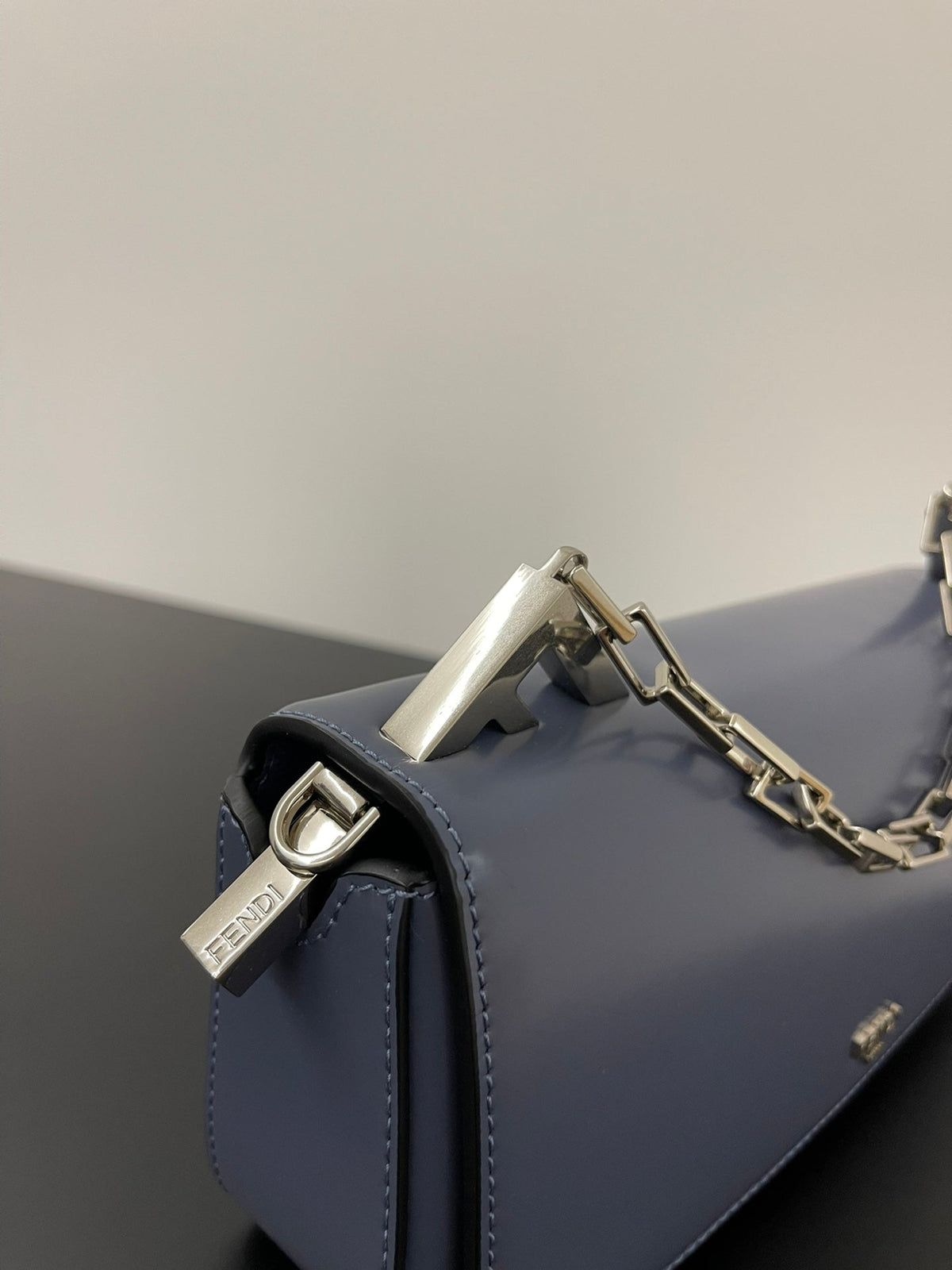 Fendi Mini First Sight 23 Bag in Indigo Blue Calfskin with Silver Hardware