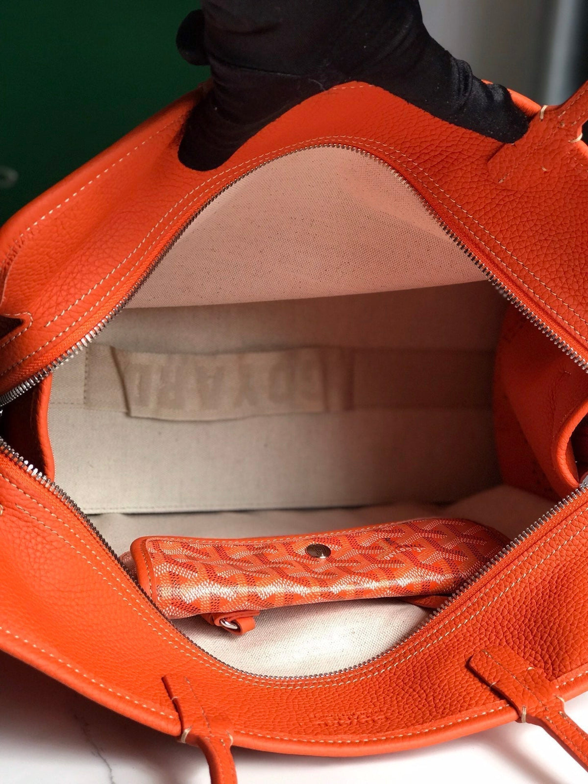 Goyard Hardy PM Bag 40 in Orange Goyardine Canvas and Taurillon Leather Trim