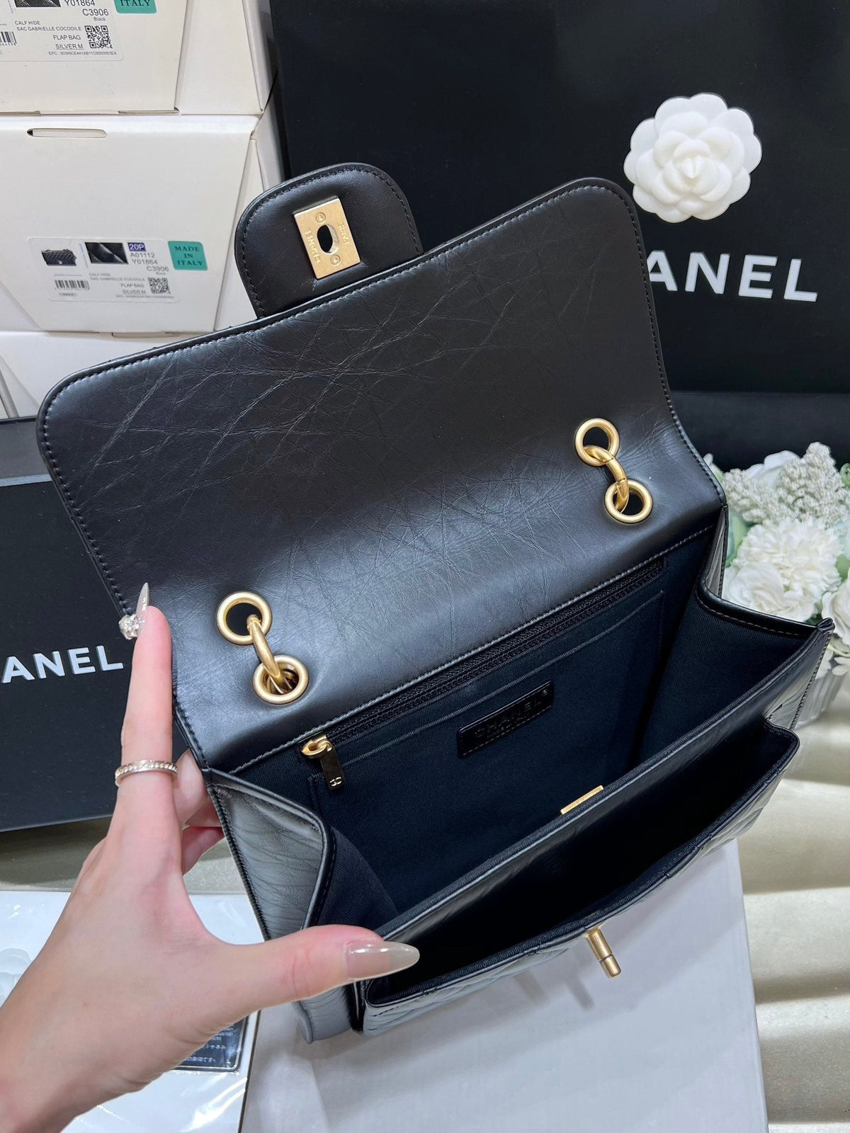 Chanel 25S Medium Flap Bag 25 in Black Calfskin Gold Hardware