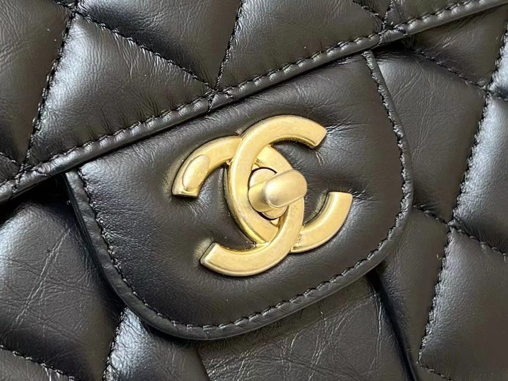 Chanel 25S Medium Flap Bag 25 in Black Calfskin Gold Hardware