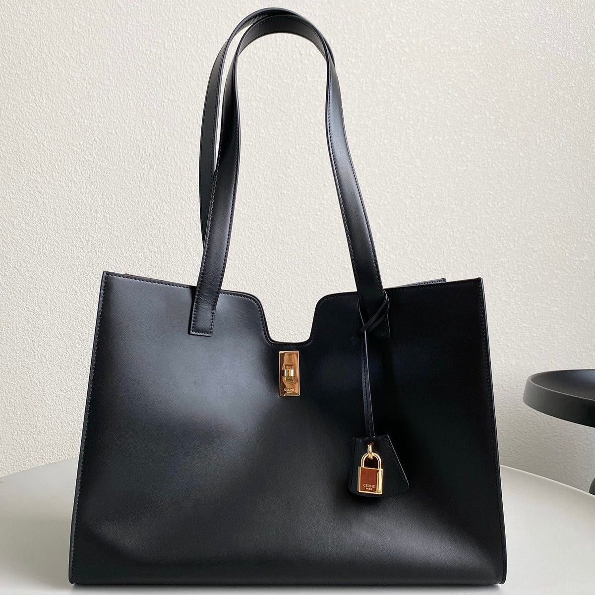 Celine Cabas Triomphe 37 Black in Smooth Calfskin Bag