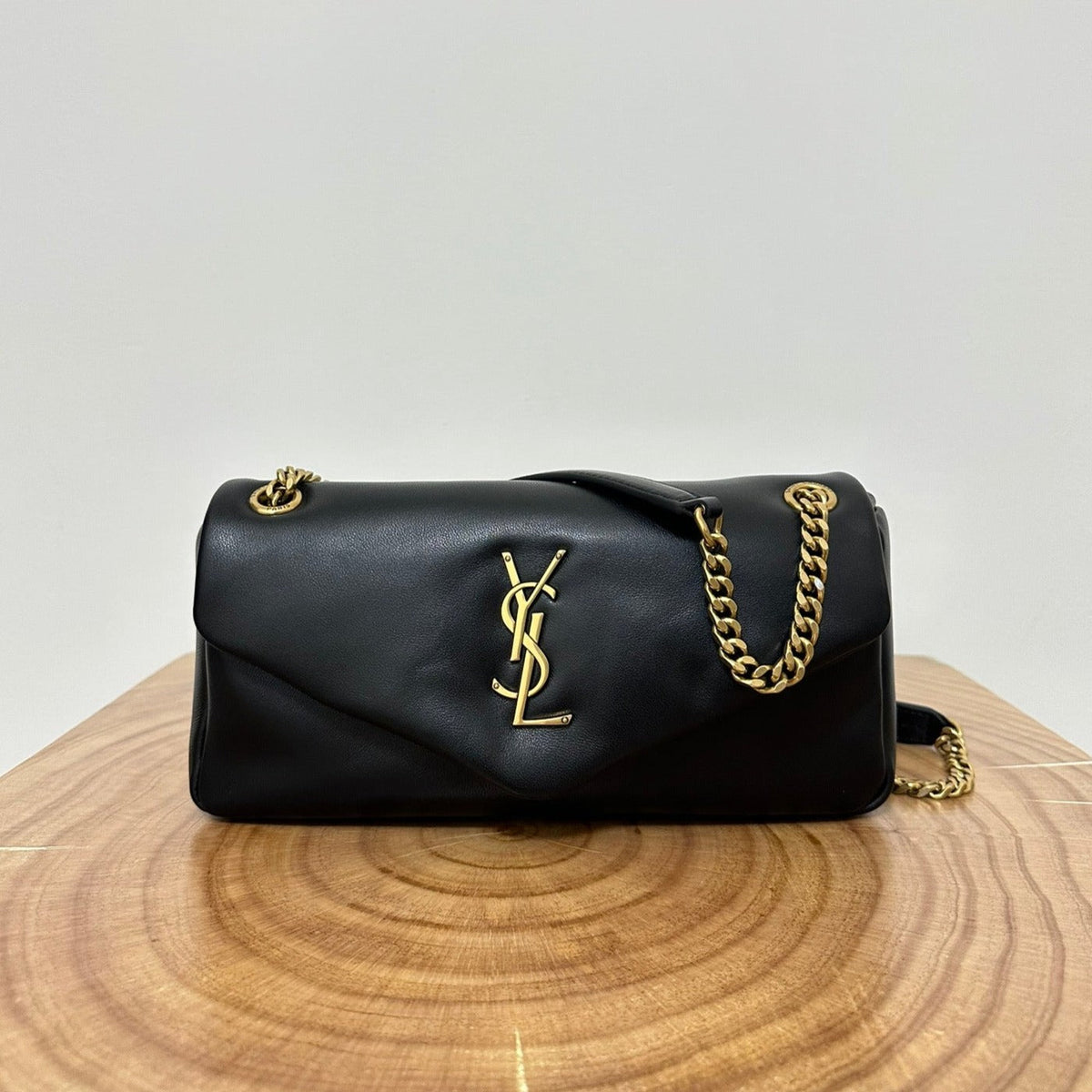 Saint Laurent Calypso 26 Black Lambskin Chain Bag
