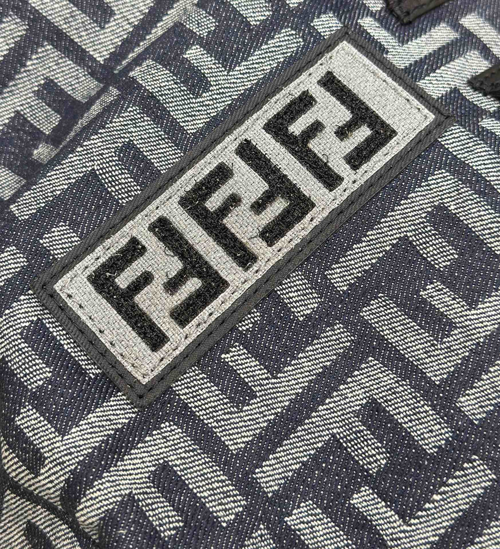 Fendi Strike Large 46 Ff Midnight Blue Jacquard Fabric Backpack