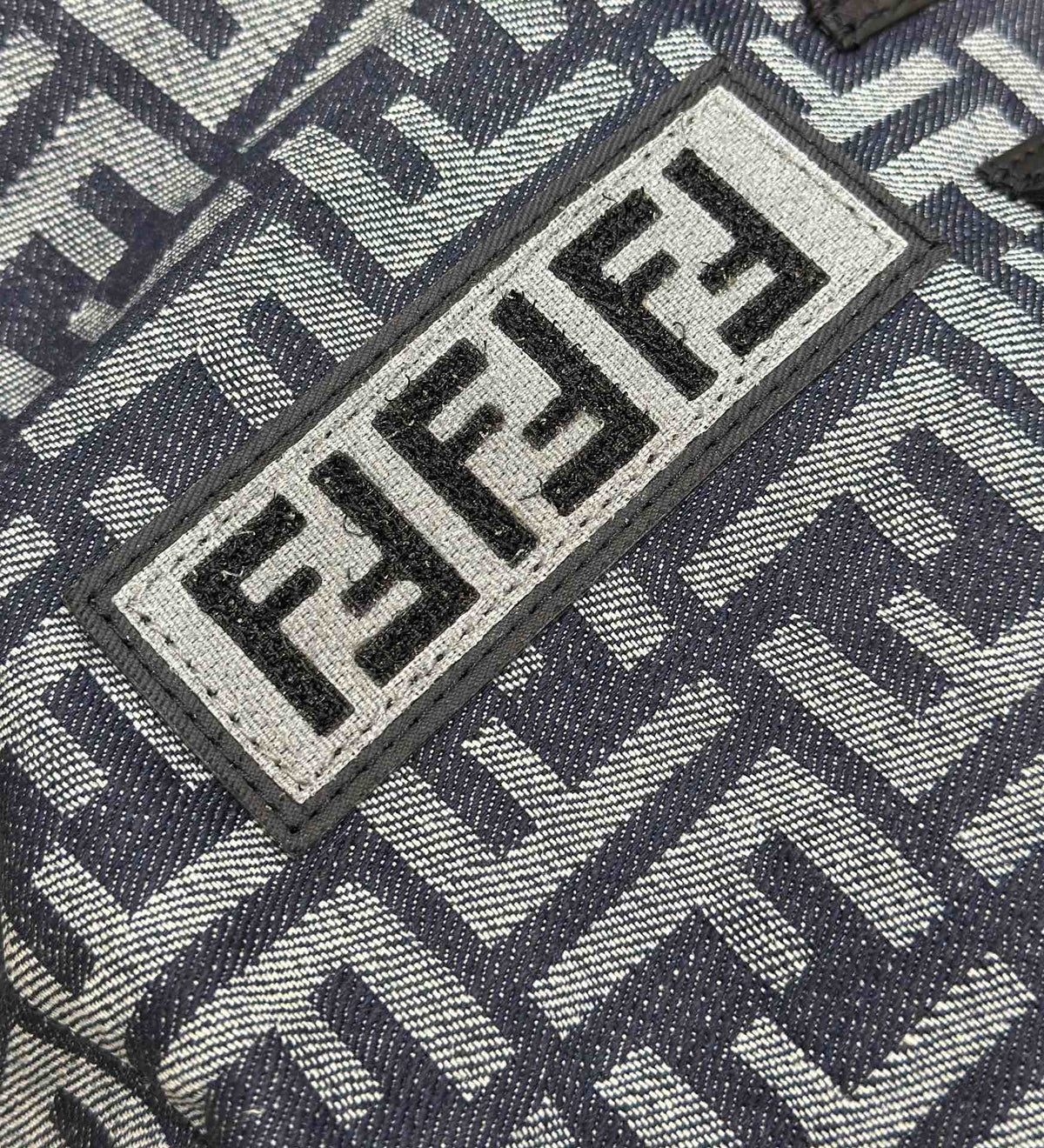 Fendi Strike Large 46 Ff Midnight Blue Jacquard Fabric Backpack