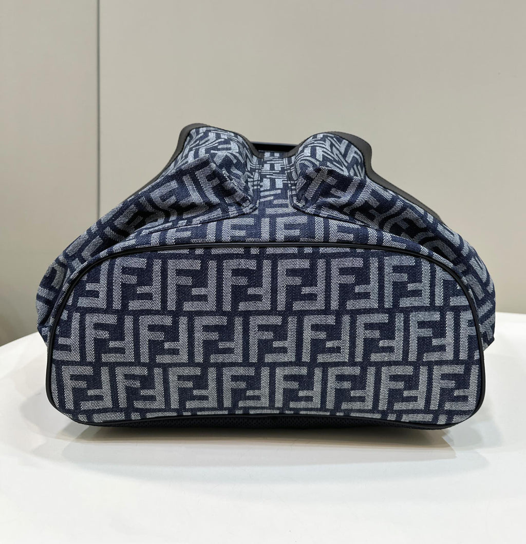 Fendi Strike Large 46 Ff Midnight Blue Jacquard Fabric Backpack