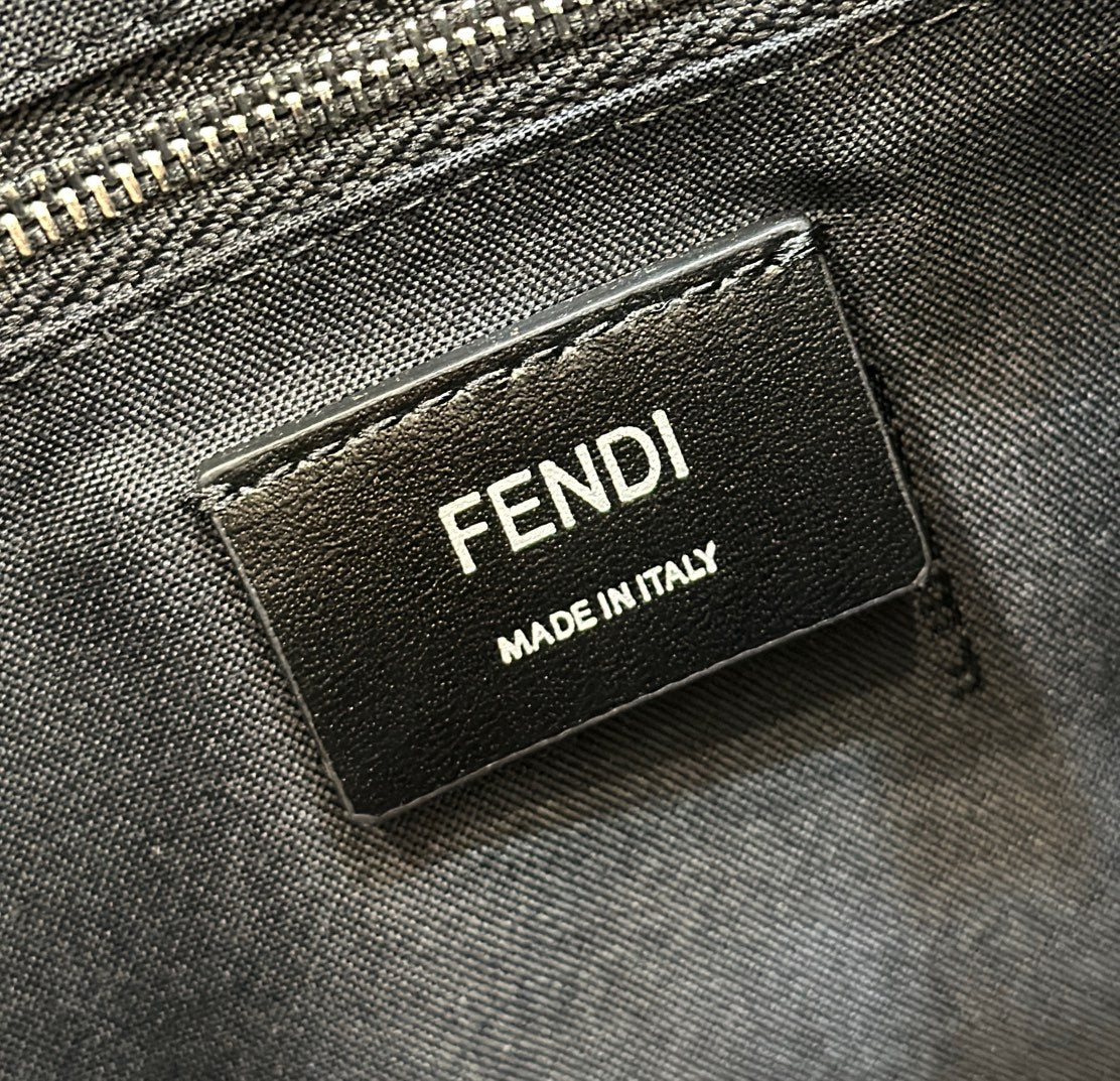 Fendi Strike Large 46 Ff Midnight Blue Jacquard Fabric Backpack