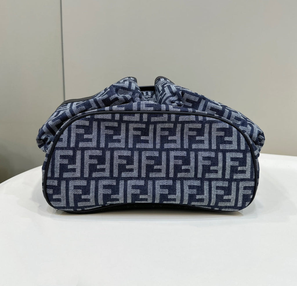 Fendi Strike 41 Medium Ff Midnight Blue Jacquard Fabric Backpack