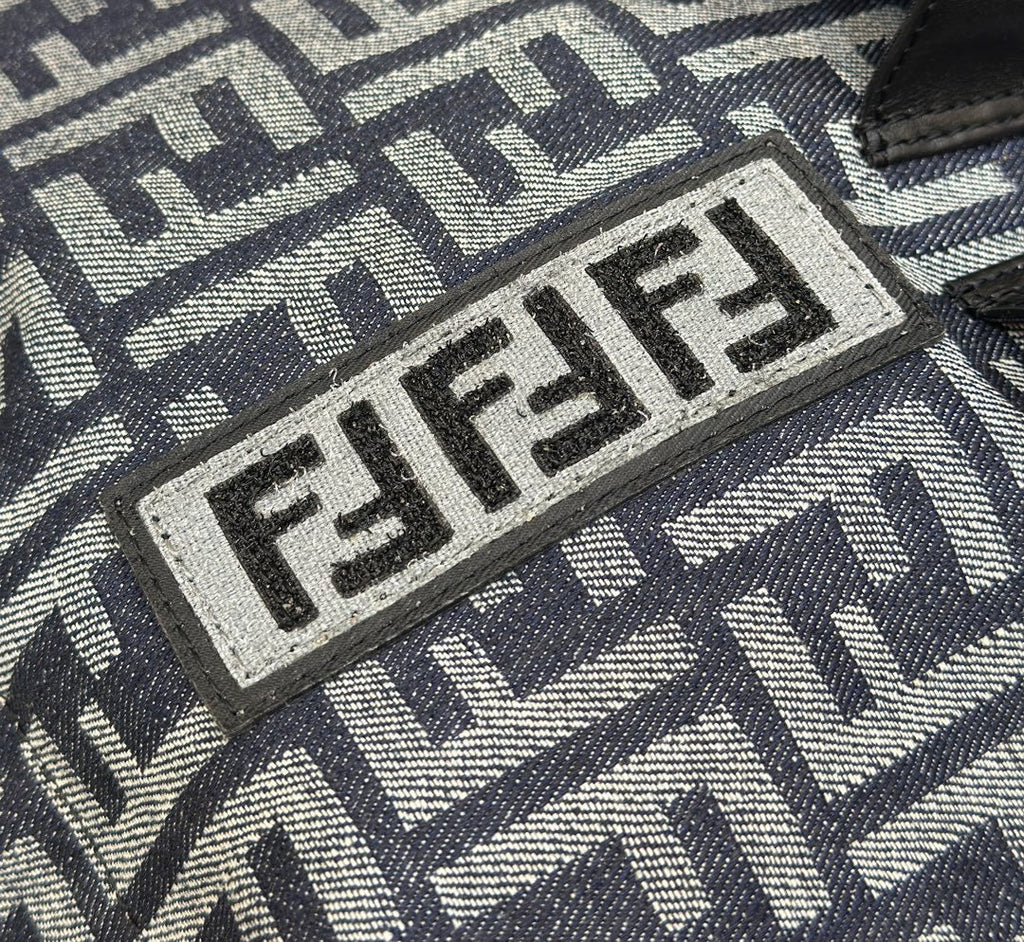 Fendi Strike 41 Medium Ff Midnight Blue Jacquard Fabric Backpack