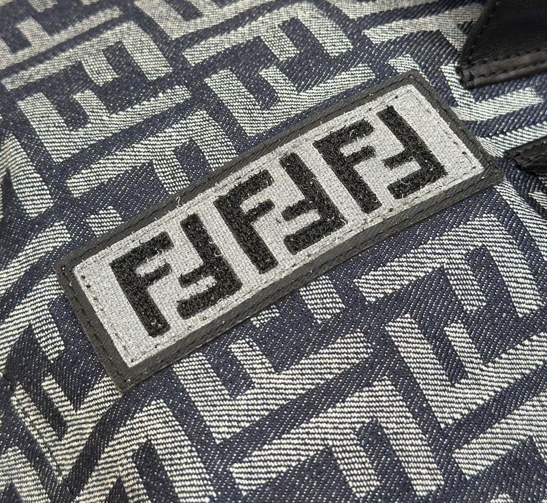 Fendi Strike 41 Medium Ff Midnight Blue Jacquard Fabric Backpack