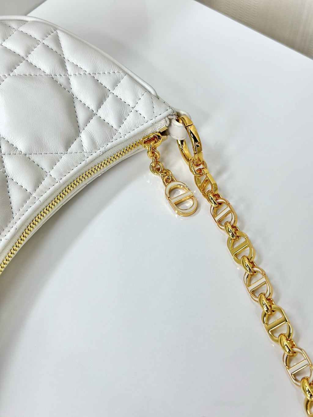 Dior CD Lounge 26 Bag in White Lambskin