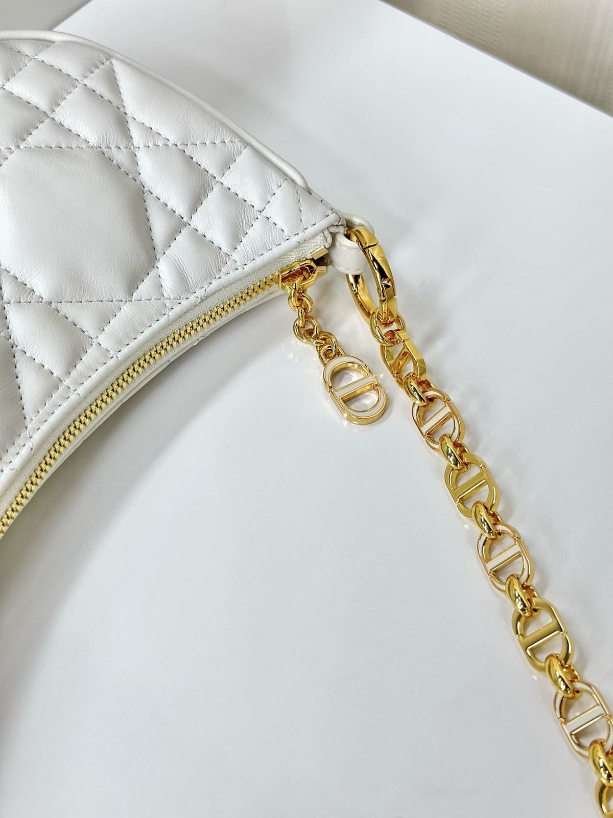 Dior CD Lounge 26 Bag in White Lambskin
