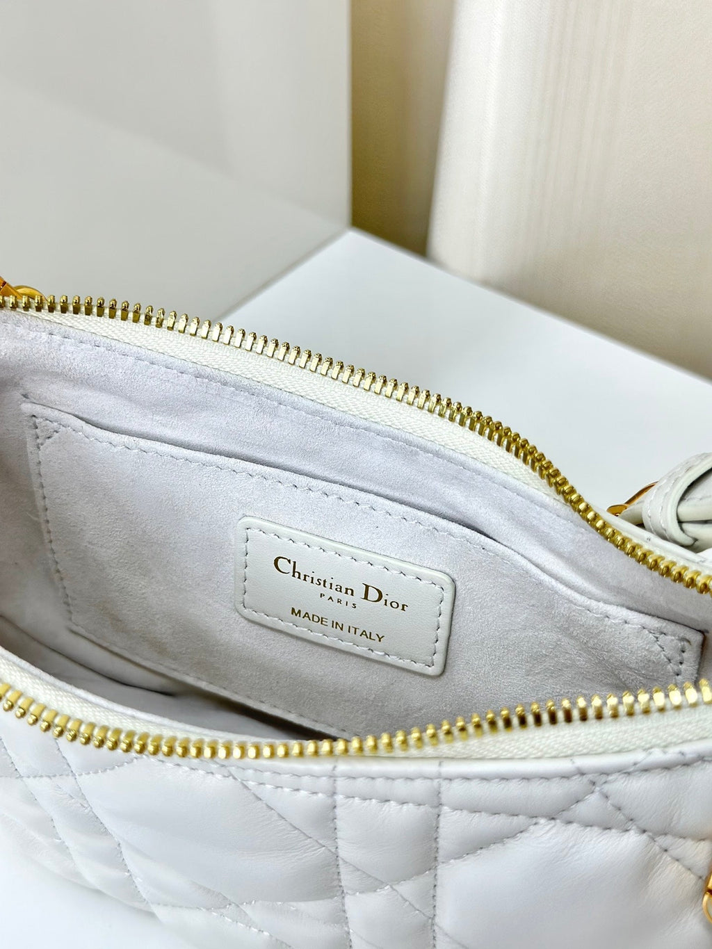 Dior CD Lounge 26 Bag in White Lambskin