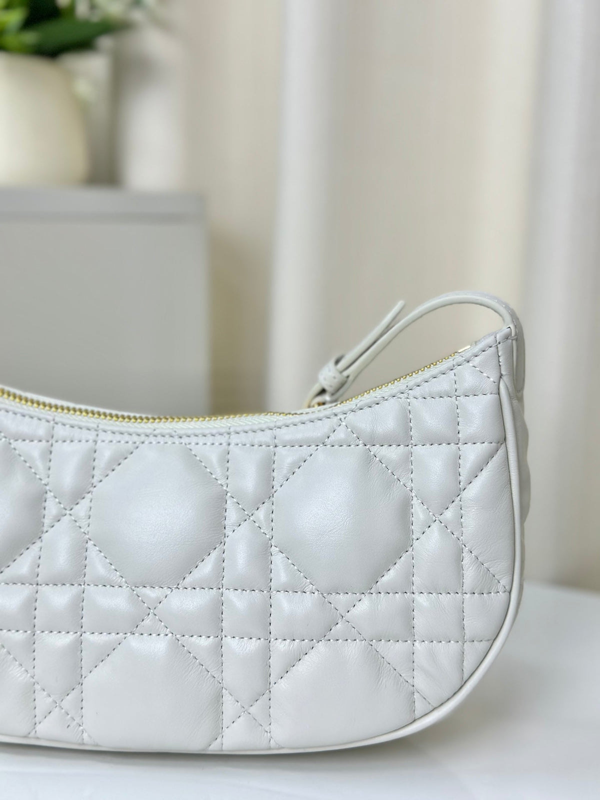 Dior CD Lounge 26 Bag in White Lambskin